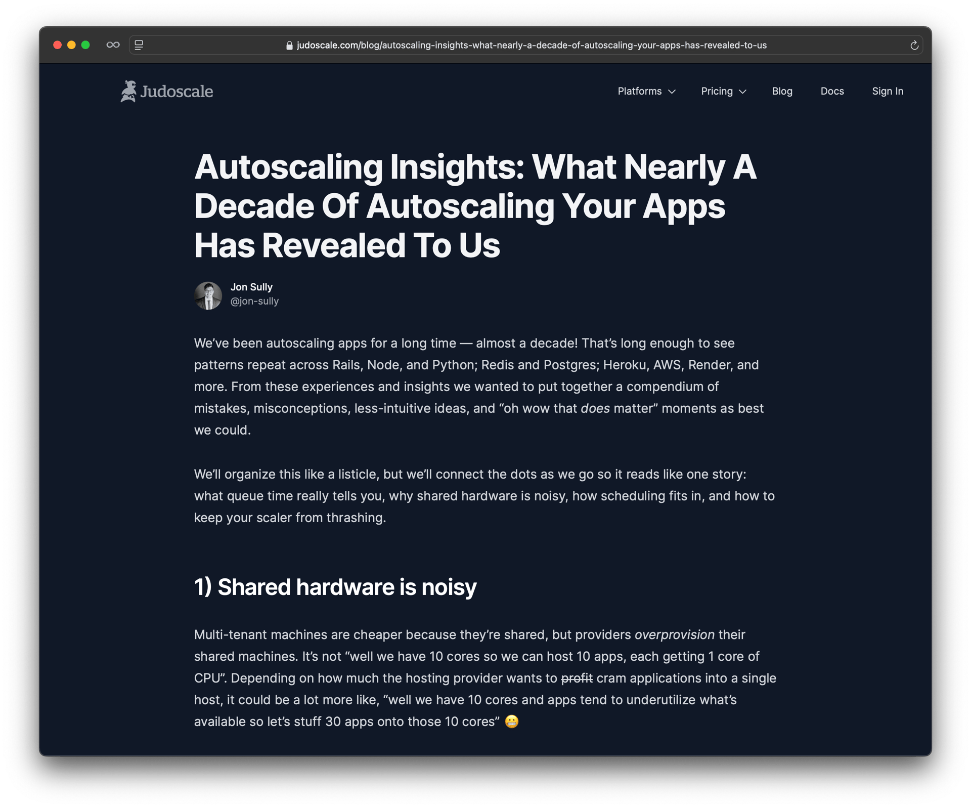 Screenshot of the beginning of the aforementioned article