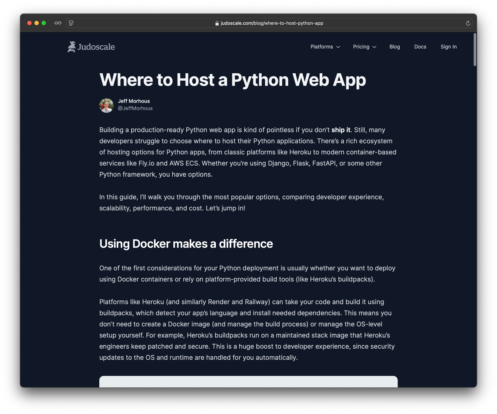 Screenshot of the beginning of the aforementioned article