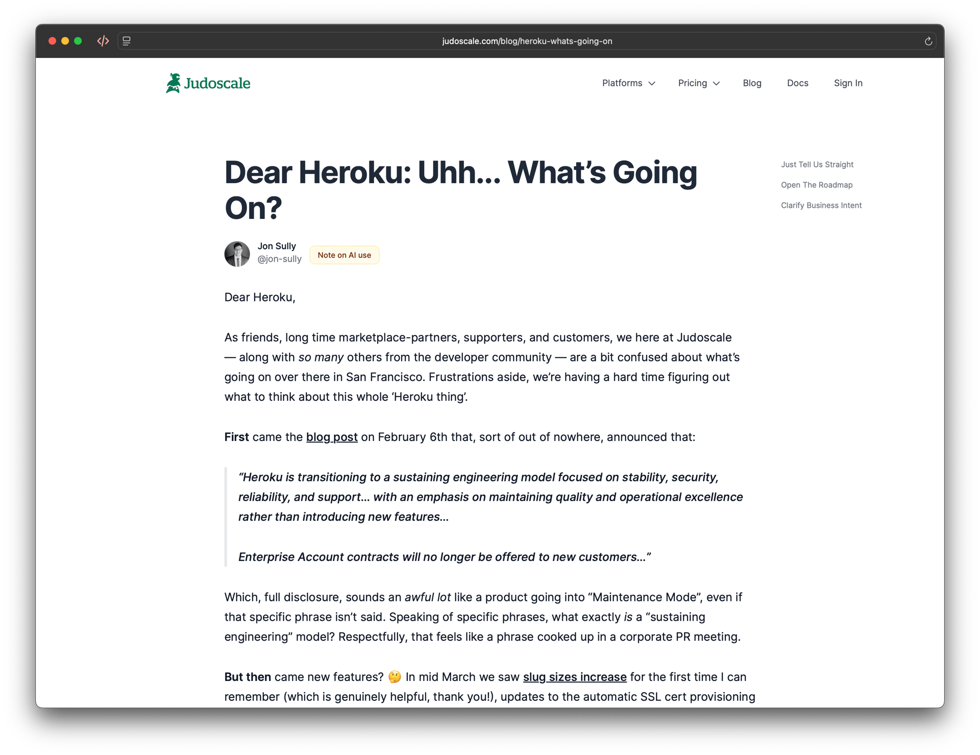 Screenshot of the first couple of paragraphs of our linked blog post