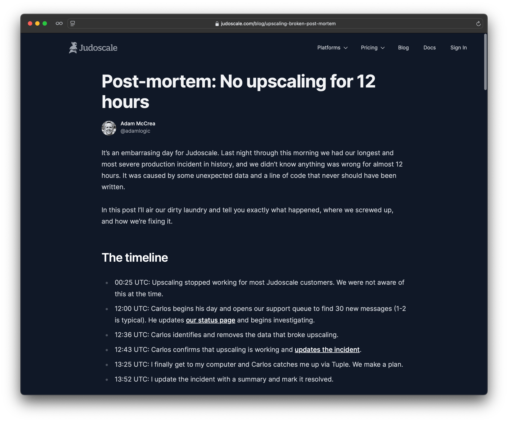 Screenshot of the beginning of the aforementioned article