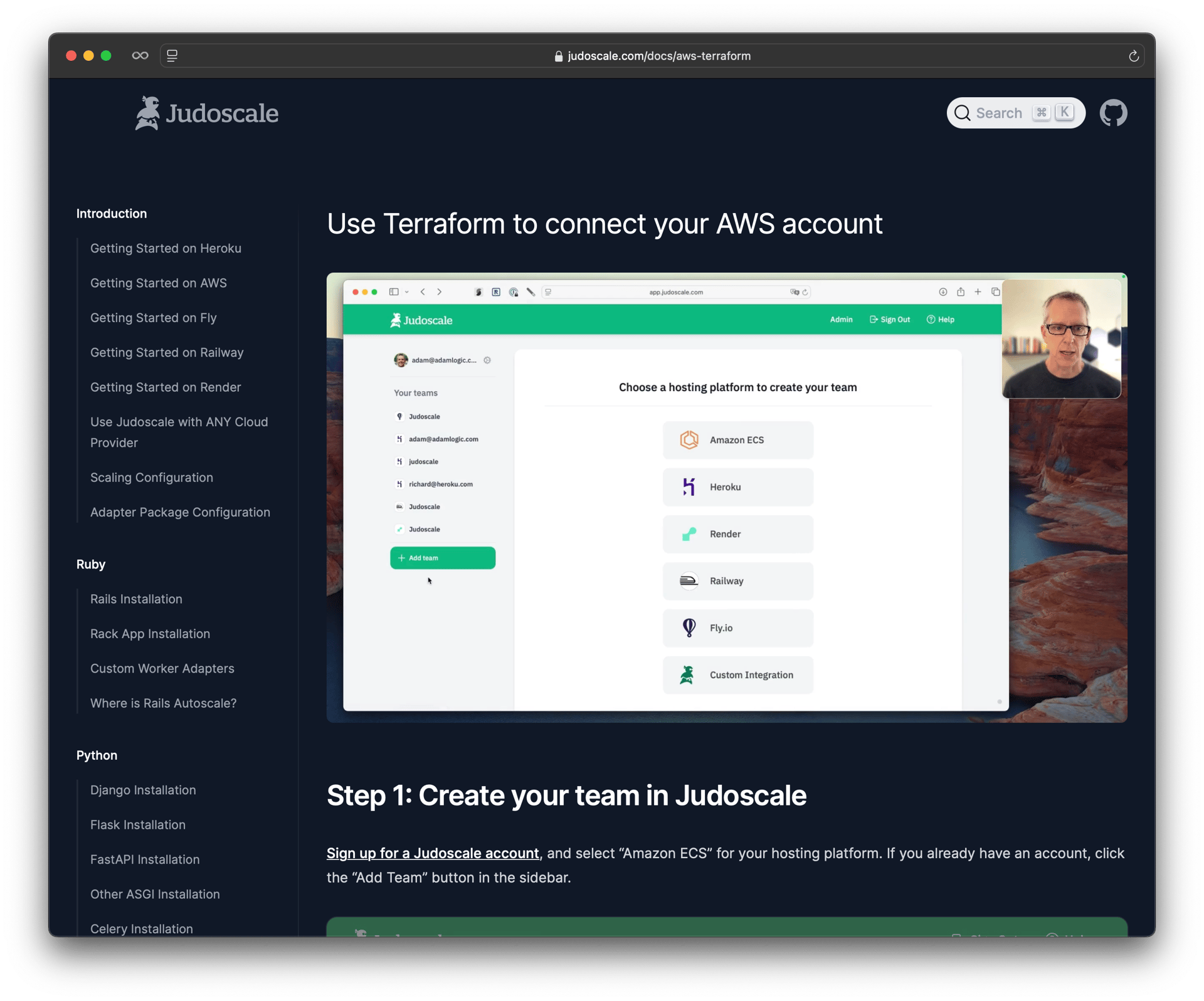 Screenshot of the beginning of the aforementioned docs