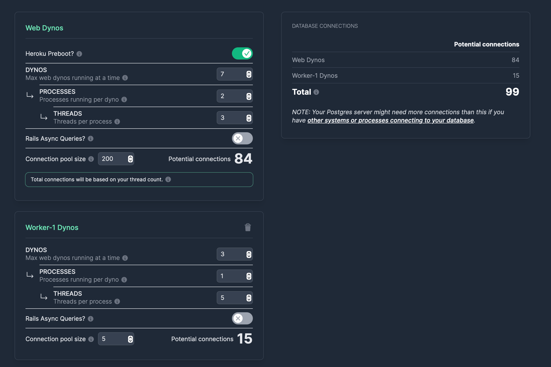 A screenshot of the new database connection calculator recently released