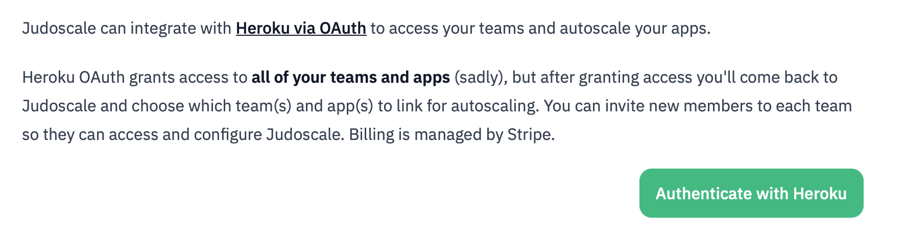 Screenshot of Judoscale UI talking through how to directly integrate with Heroku instead of using the add-on from Heroku Marketplace